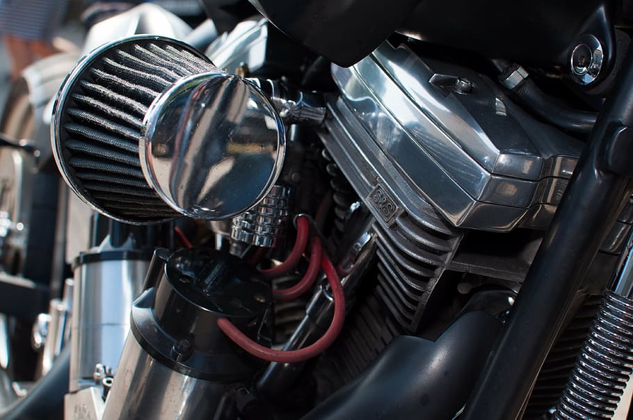 air filter, harley davidson, motor, motorcycle, chrome gloss, chrome, shiny, two wheeled vehicle, metal, motorcycles