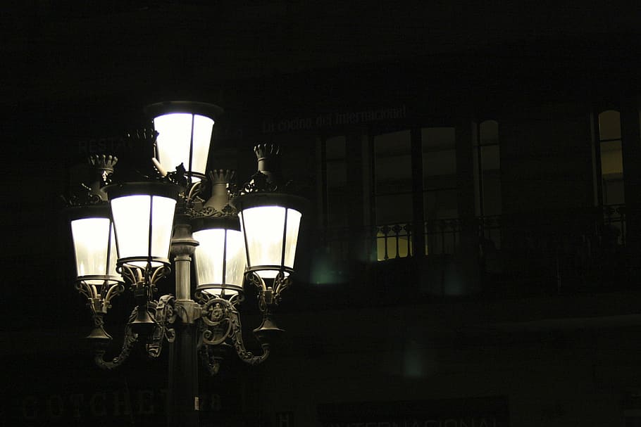 lighted up-light chandelier, night, city, street, urban, dark, travel, illuminated, architecture, evening