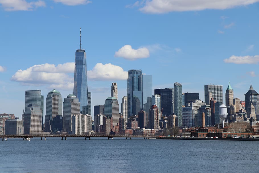 skyscraper, skyline, city, cityscape, panoramic, new york, manhattan, architecture, building exterior, office building exterior