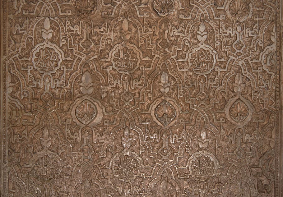 Árabe, Stuc, Alhambra, Granada, Pared, España, relieve, decoración, oriental, patrón