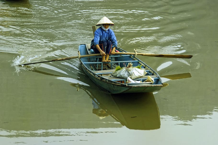 Vietnam, Perahu, Bahan Makanan, Saleswoman, can - tho, refleksi, tradisi, air, navigasi, kapal laut