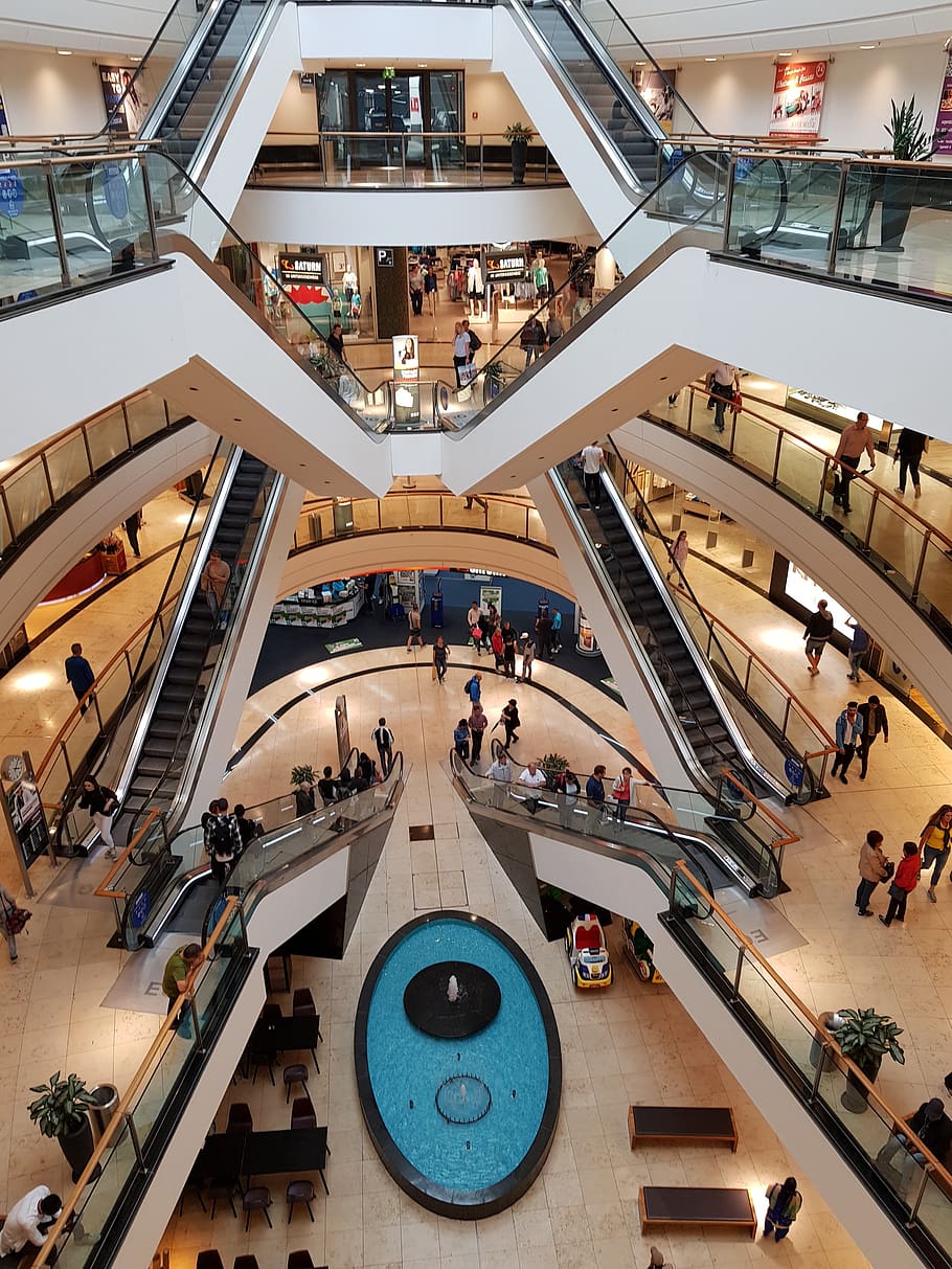 shopping, shops, purchasing, architecture, shopping centre, large group of people, built structure, group of people, crowd, high angle view