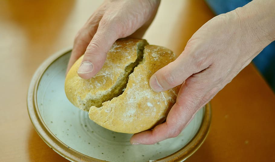 person holding bread, last supper, worship, christian faith, christianity, faith, church, jesus, the bread and wine, meditation
