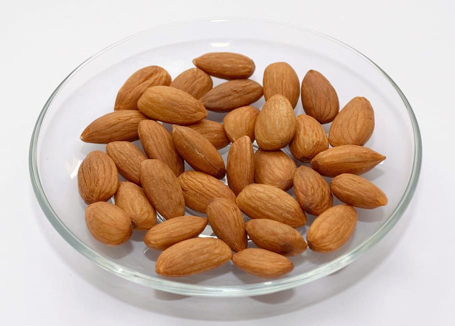 plate, almonds, raw, snack, healthy, food, food and drink, healthy eating, almond, wellbeing