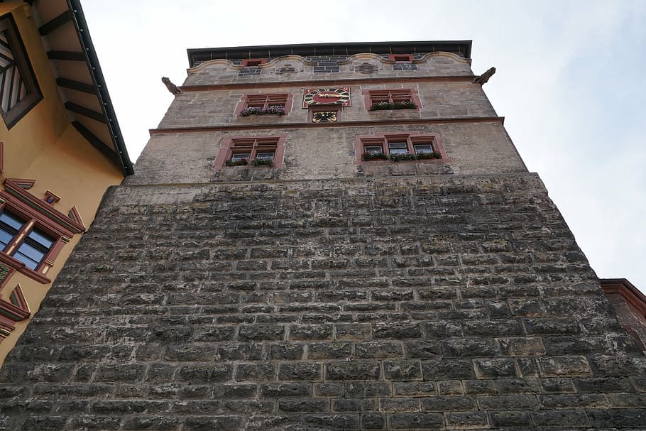 rottweil, germany, facade, home, historically, window, black gate, low angle view, architecture, built structure