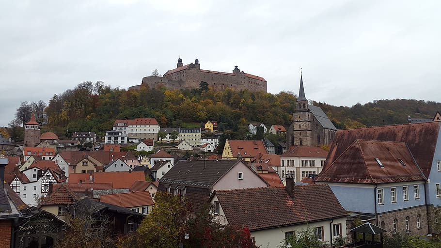 kulmbach, puri, puri plassenburg, historis, awan, kota tua, bangunan, arsitektur, jerman, langit