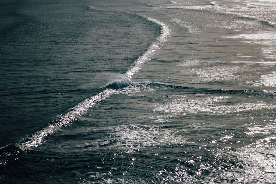 写真, 海の波, 空中, 海, 水, 波, 自然, ビーチ, 暗い, 人なし