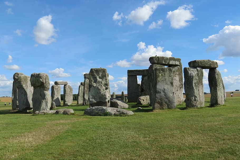 stonehenge during daytime, stonehenge, uk, salisbury, heritage, unesco, sky, grass, tourism, nature