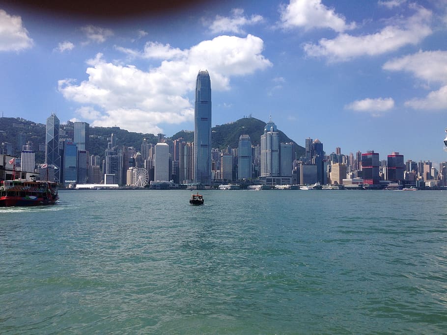 香港, 港, 都市のスカイライン, 都市, 都市の景観, 高層ビル, 建築, 海, 建物の外観, 水