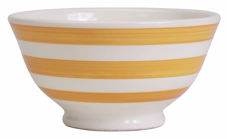 round, white, brown, stripe bowl, background, ceramic, bowl, dish, yellow, dishware