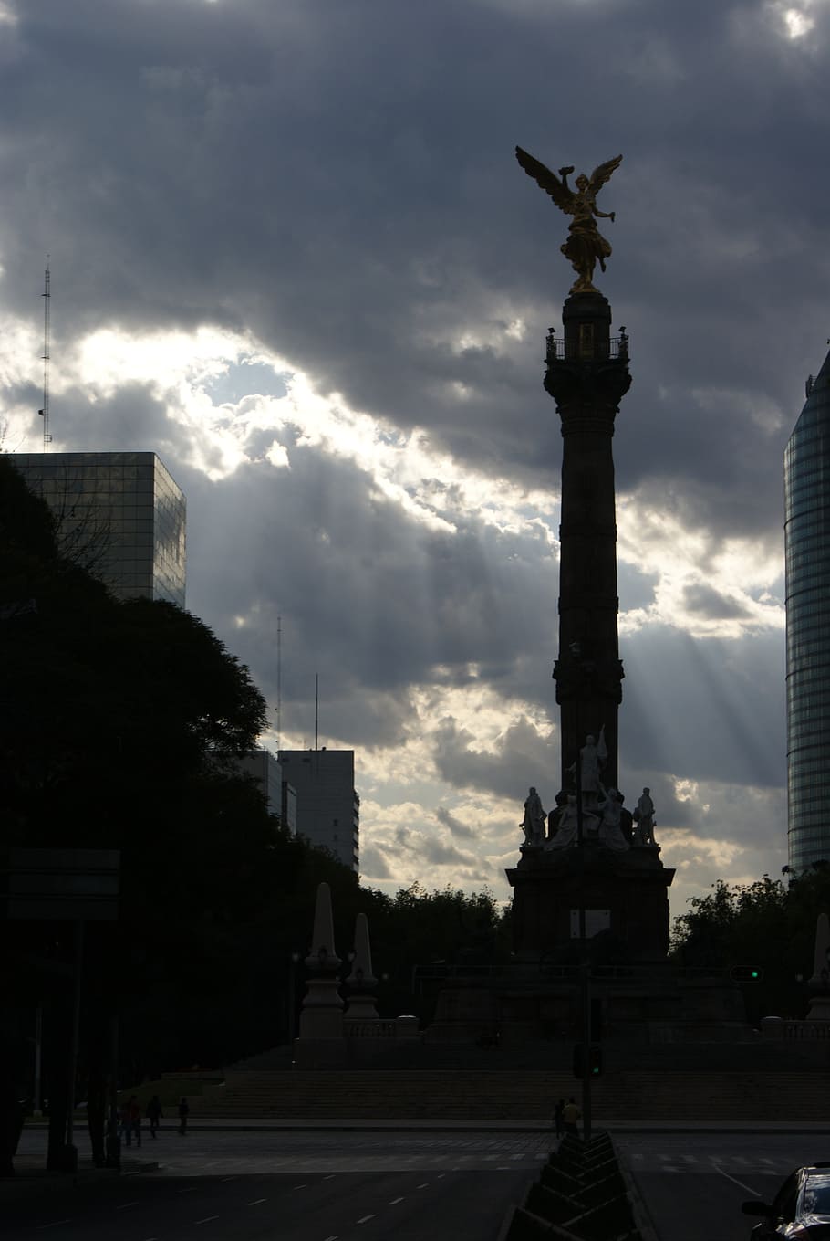 mexico, angel, reform, clouds, monument, paseo de la reforma, angel of independence, national, architecture, built structure