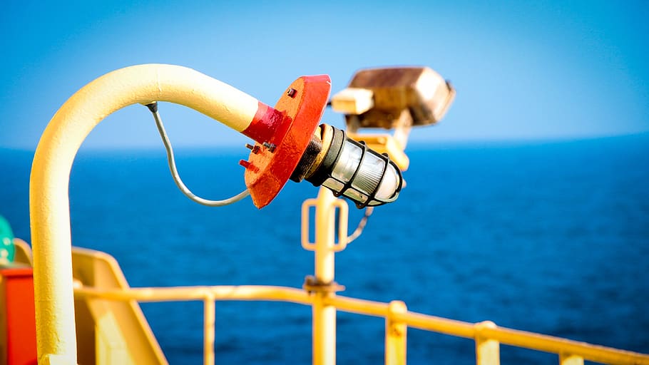 embarkation light, sea, ship, horizon, water, blue, sky, nature, clear sky, focus on foreground