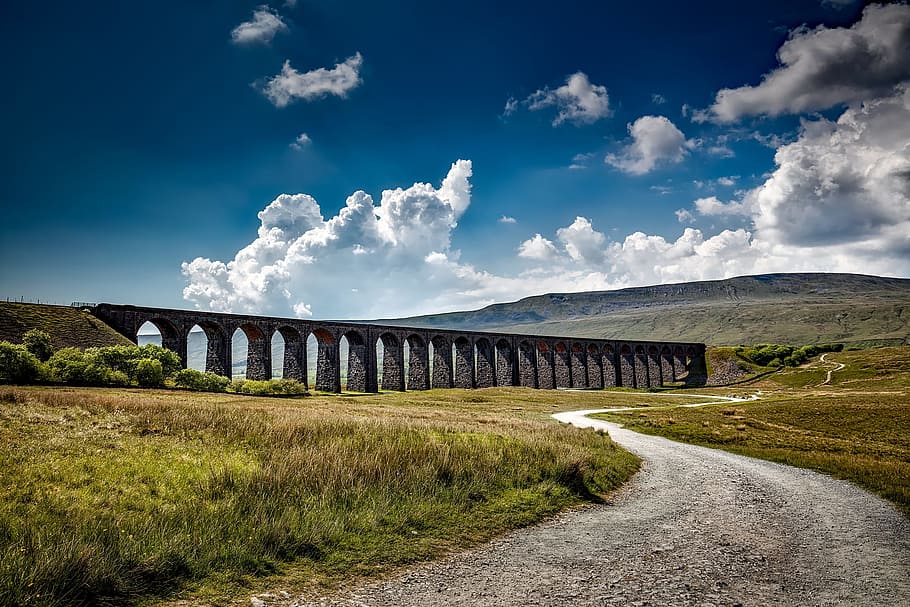 gray, bridge, across, mountain, daytime, Ribblehead Viaduct, Yorkshire, England, great britain, uk