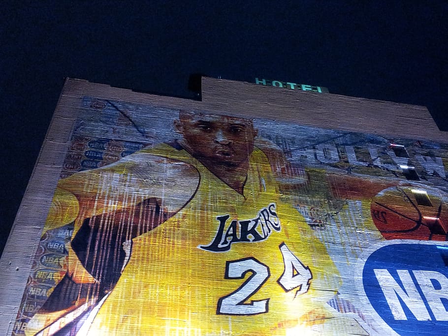 kobe ​​bryant, Lakers, rumah, lukisan dinding, Los Angeles, 24, mvp, bola basket, hitam, emas