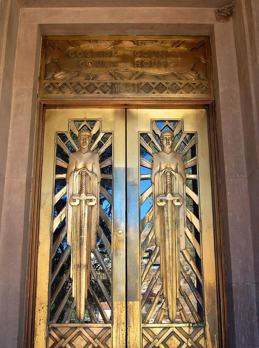 puertas art deco, Art Deco, puertas, Palacio de justicia del condado de Cochise, Bisbee, Arizona, arte, cochise, condado, palacio de justicia
