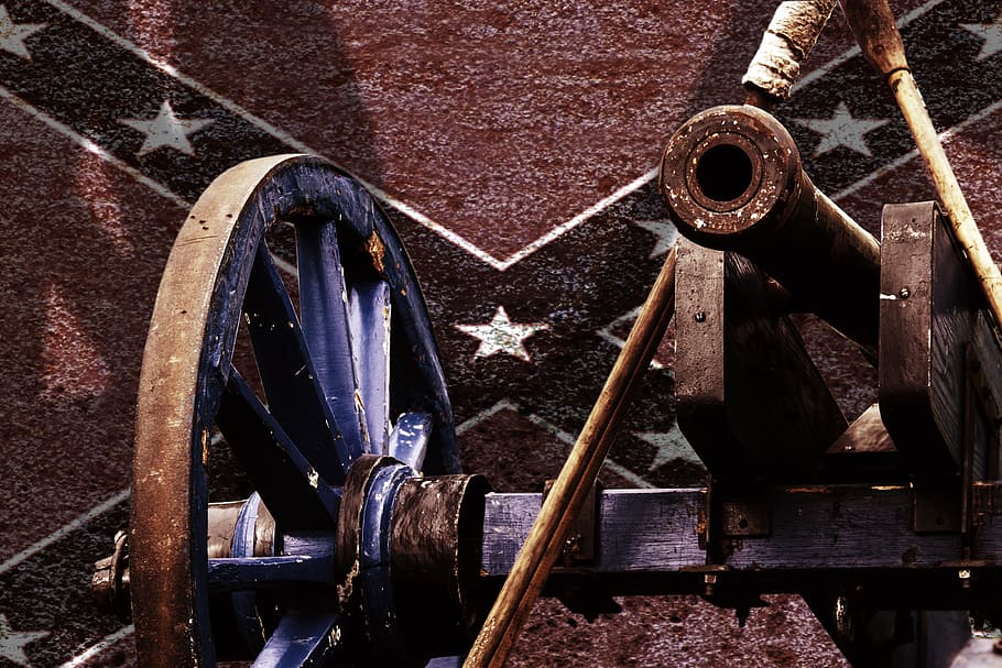 confederate flag, artillery wallpaper, cannon, southern states, usa, kanonem civil war, northern states, metal, wood - material, transportation