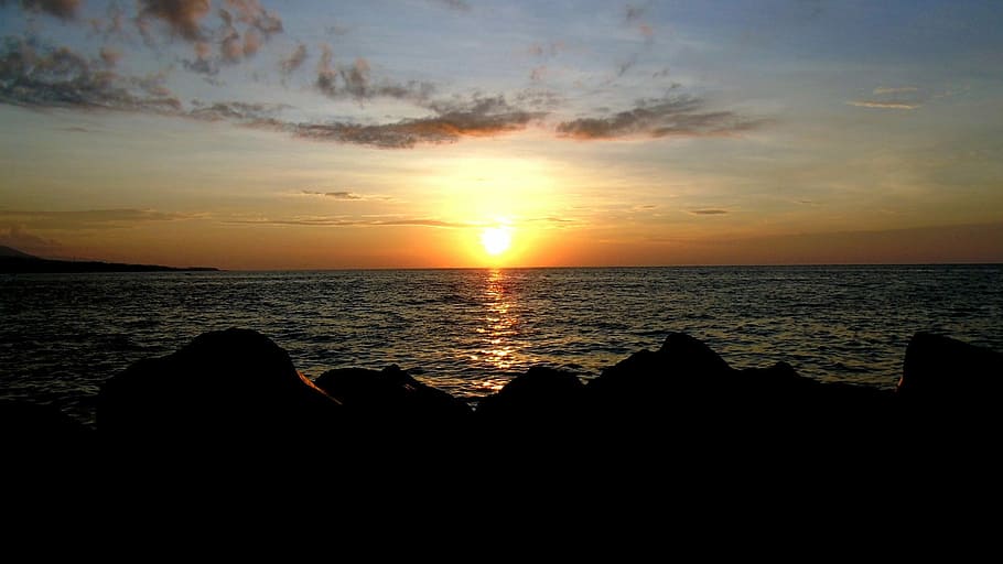 Sunset, Shadow, Manado, sea, scenics, beauty in nature, silhouette, nature, sky, water