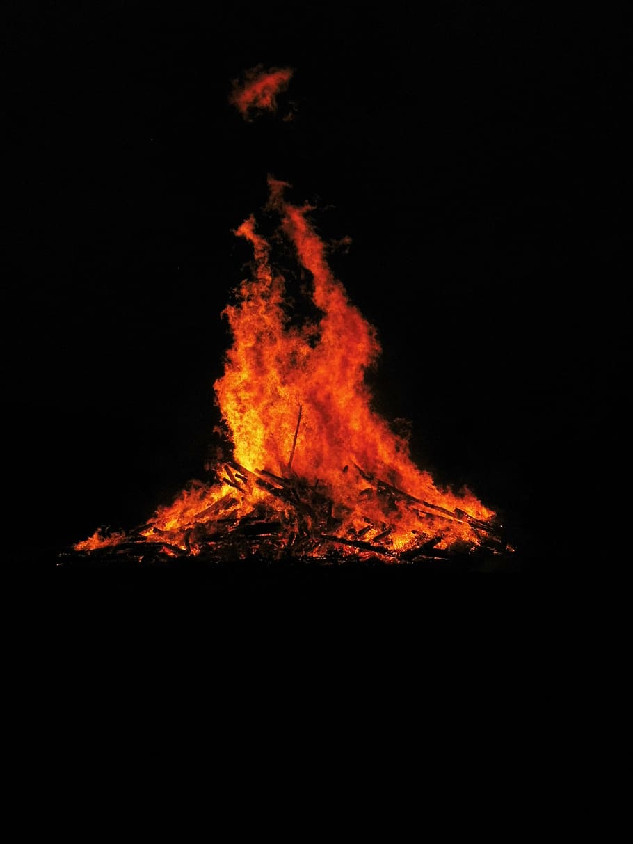 api, terisolasi, fellingshausen, biebertal, pertengahan musim panas, dapat membakar, panas, heis, kayu, api paskah