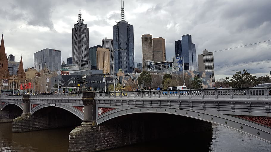 Melbourne, Victoria, Australia, arquitectura, estructura construida, exterior del edificio, ciudad, agua, puente, puente - estructura hecha por el hombre