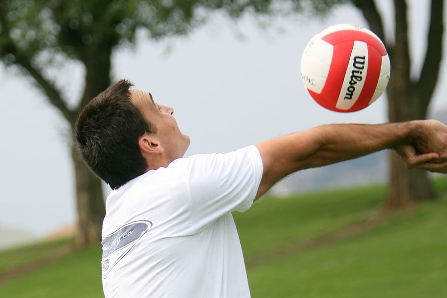 Voleibol, deporte, golpe, hombres, voleibol masculino, juego, competencia, al aire libre, voleibol al aire libre, recreación