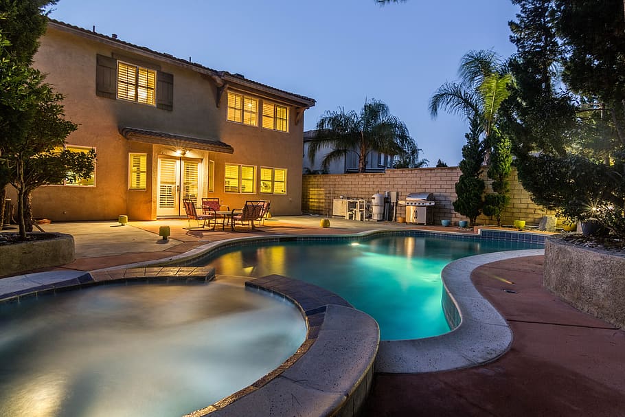 Jamestown, Fontana, Night Shot, swimming Pool, architecture, luxury, house, outdoors, no People, home Ownership