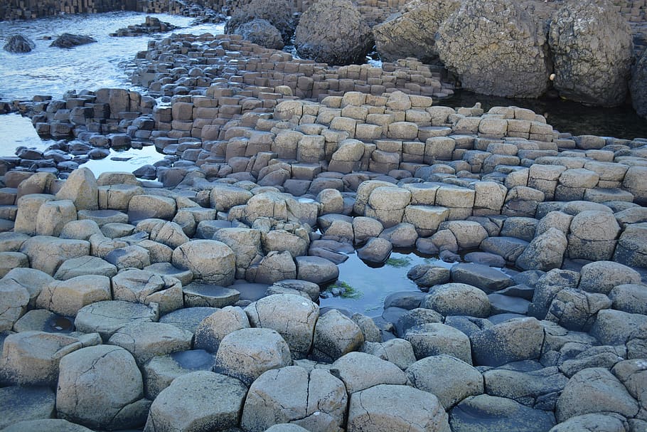 giant's causeway, northern ireland, rocks, rock formation, nature, unseco, sea, rock, solid, rock - object