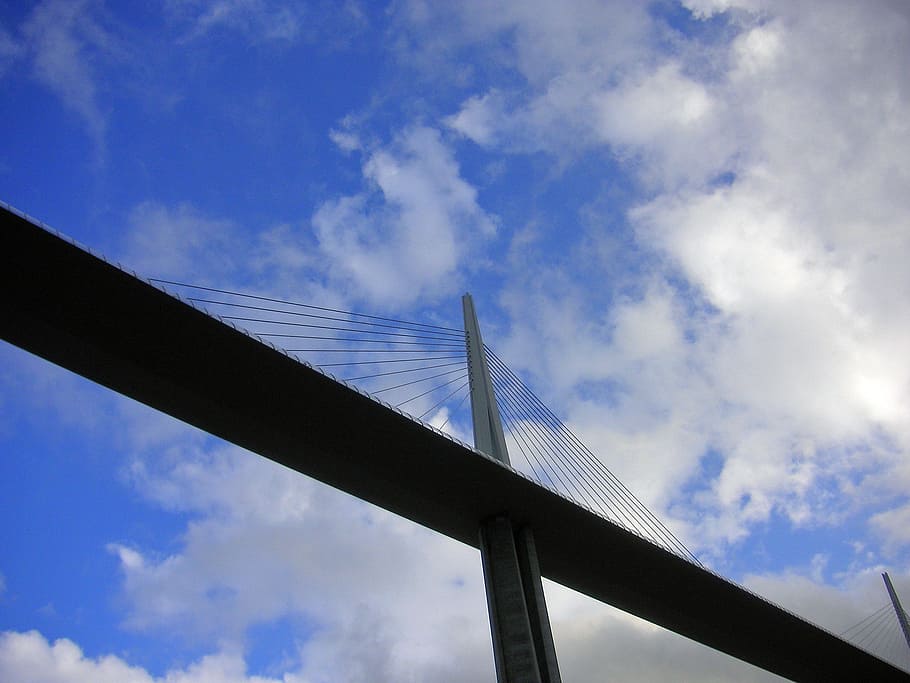 millau bridge, span, bridge, engineering, construction, steel, beautiful, technical, sky, clouds
