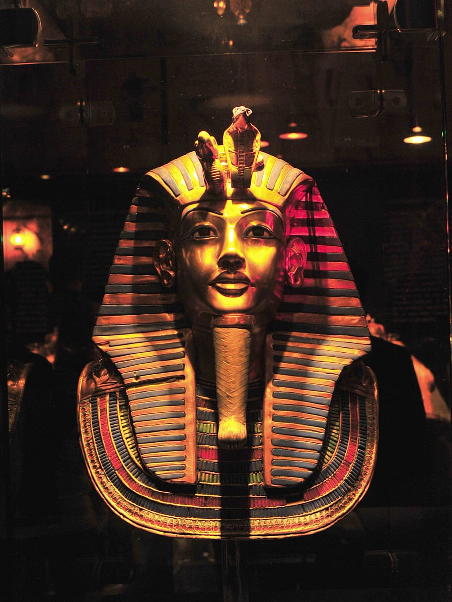 Pharaoh, Egypt, Mummy, Mask, egyptian, mummy, mask, funeral, old, museum, night