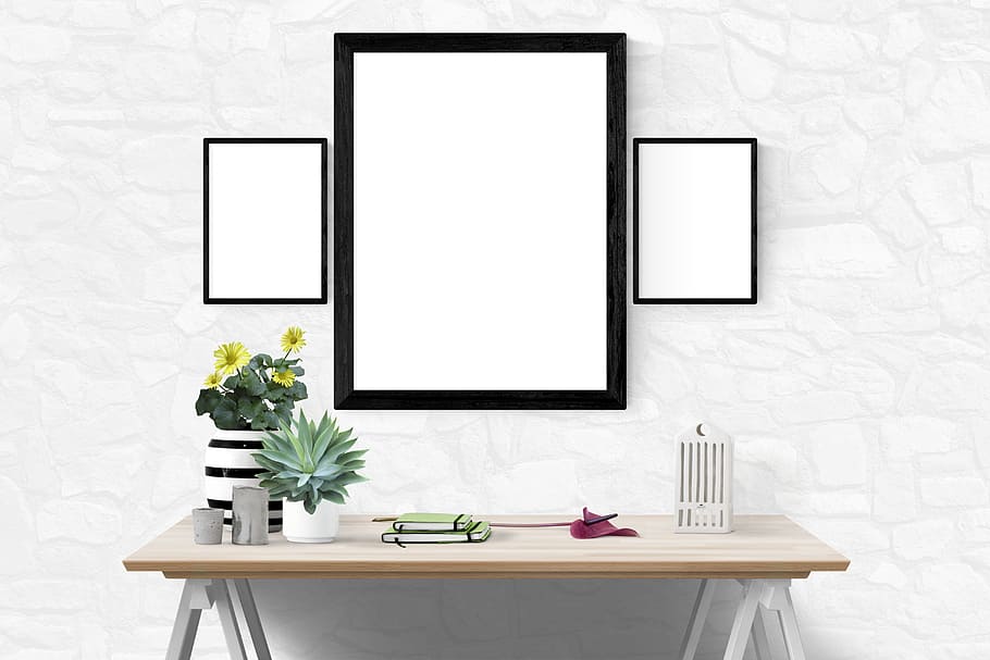 mockup, interior, template, modern, space, 3d, poster, furniture, wall, mock