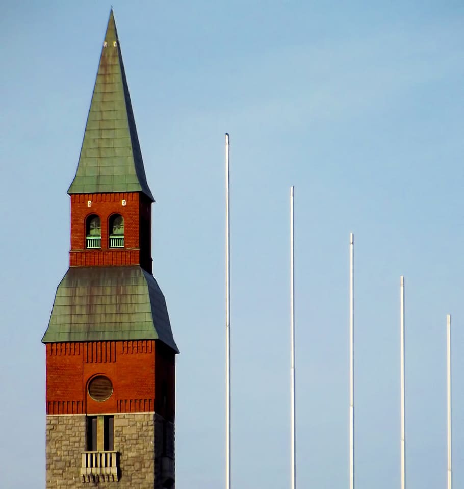 edificio, torre, asta de bandera, cielo, Helsinki, finlandés, arquitectura, lugar turístico, atracción, historia