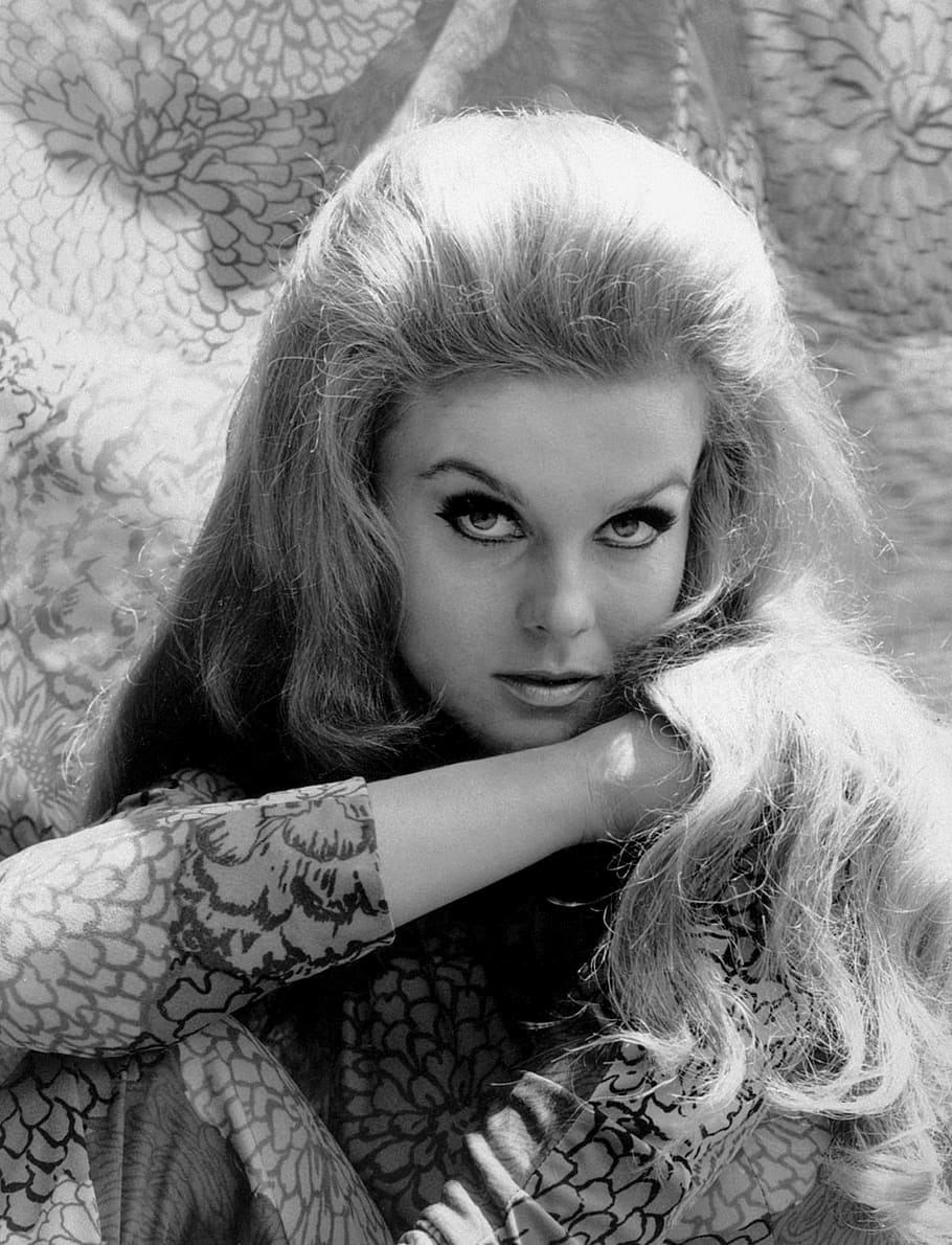 grayscale photography, woman, ann margaret, actress, singer, dancer, motorcyclist, retro, performer, female