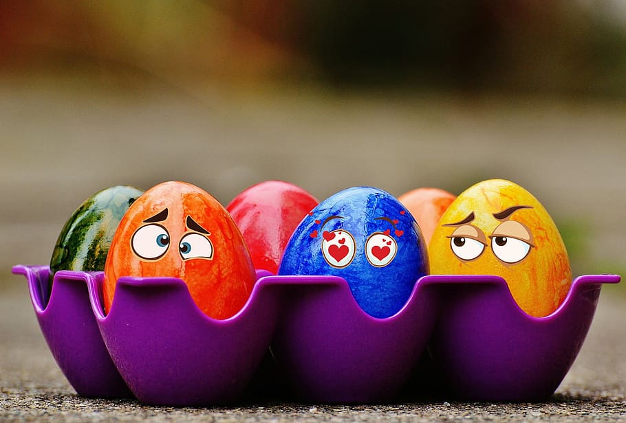 eggs decor, tray, easter, easter eggs, funny, eyes, colorful, happy easter, egg, colored