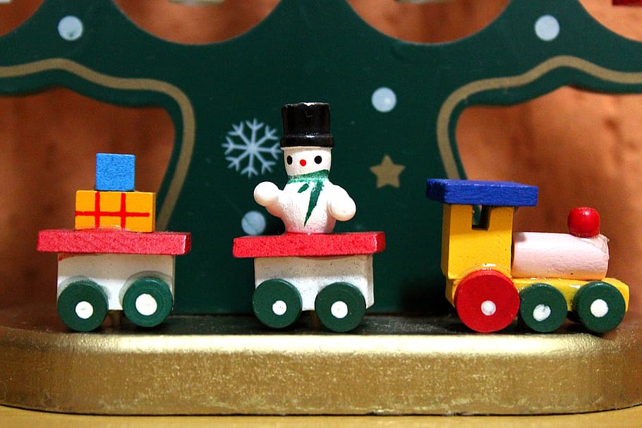 christmas, trenzinho, snowman, decoration, train, colorful, toy, childish, end of the year, happy holidays