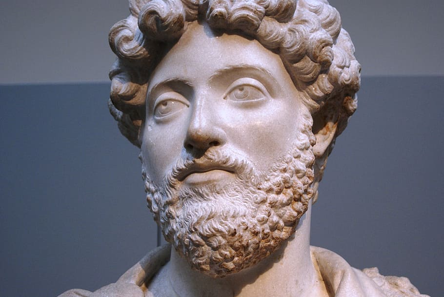 marcus aurelius, roman, kaisar, patung, wajah, janggut, sejarah, eropa, arkeologi, roma