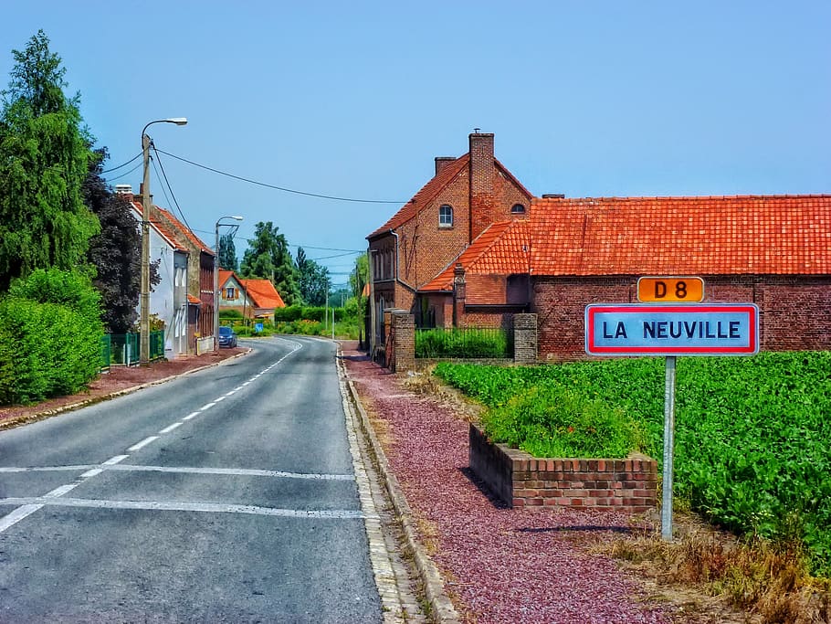 la neuville, france, village, fields, road, hdr, nature, outside, sign, welcome