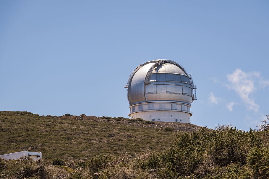 gray, dome building, hill, daytime, astronomical observatory, telescope, astronomy, mountains, sky, building exterior