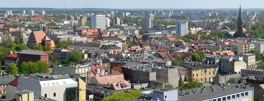 bydgoszcz, panorama, vista, ciudad, polonia, edificios, urbano, arquitectura, exterior del edificio, estructura construida