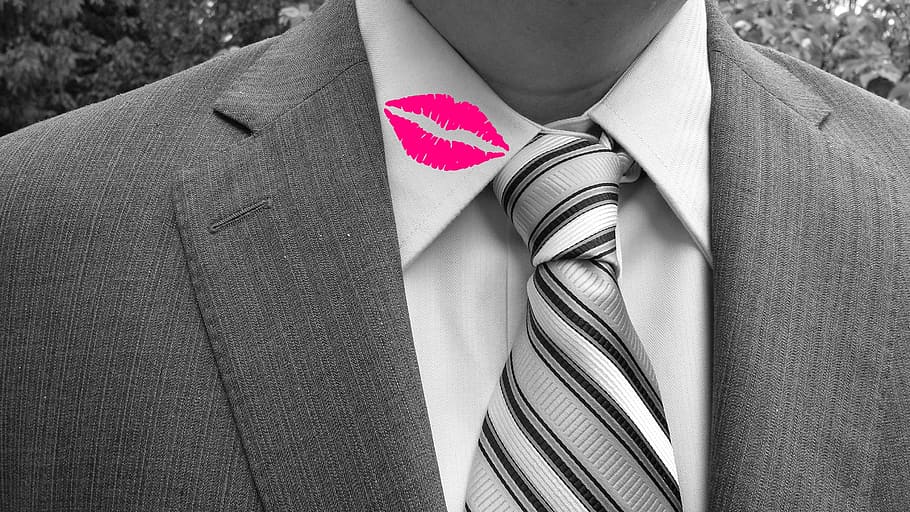 grayscaled photo, striped, necktie, infidelity, love, affair, cheating, relationship, romance, jealousy