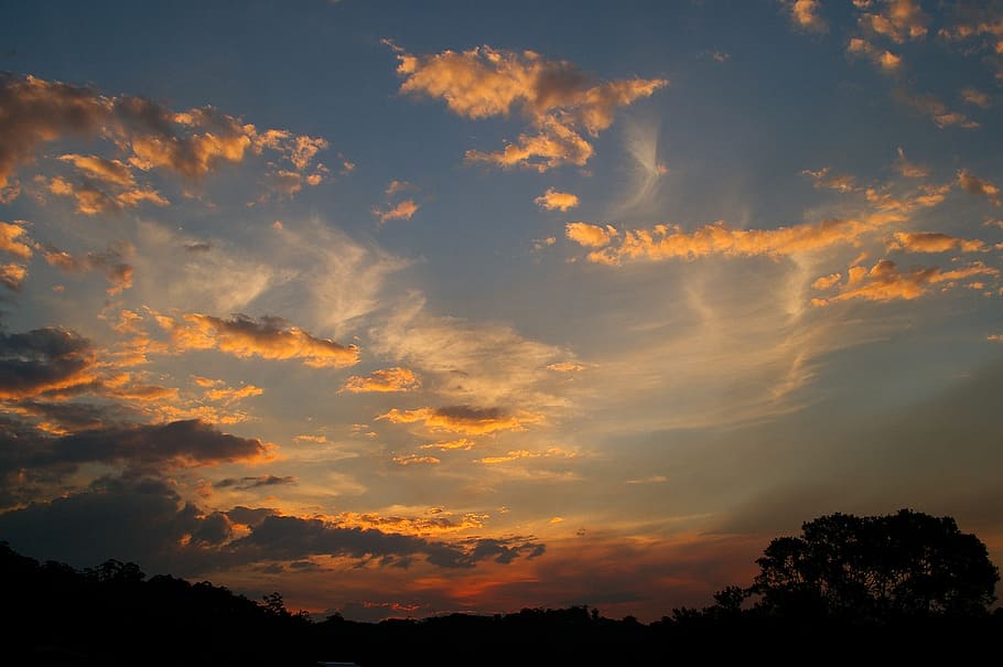 puesta de sol, cielo, rosa, blanco, azul, gris, nubes, horizonte, Queensland, Australia
