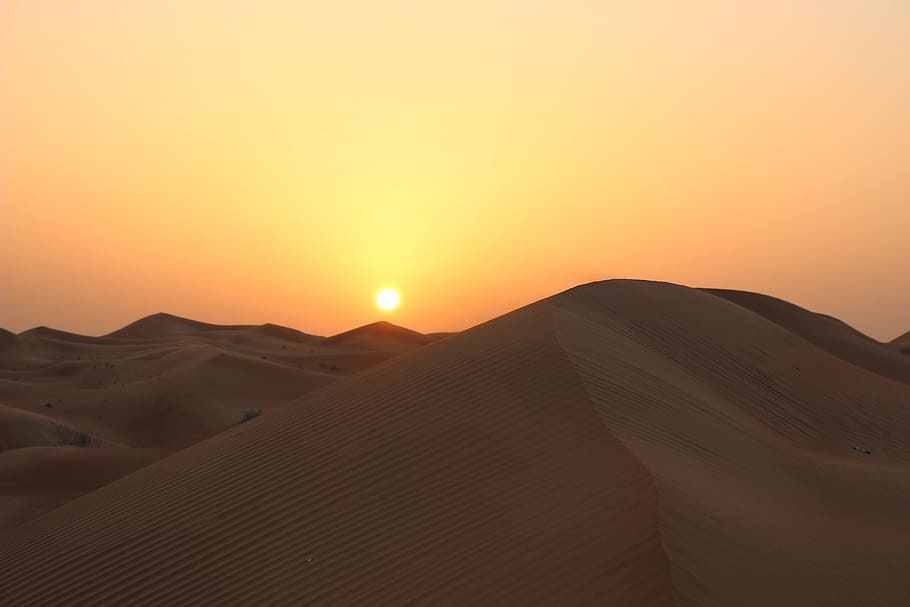 desert, sunset, dawn, panoramic, mountain, evening, sand, scenics - nature, sky, tranquility