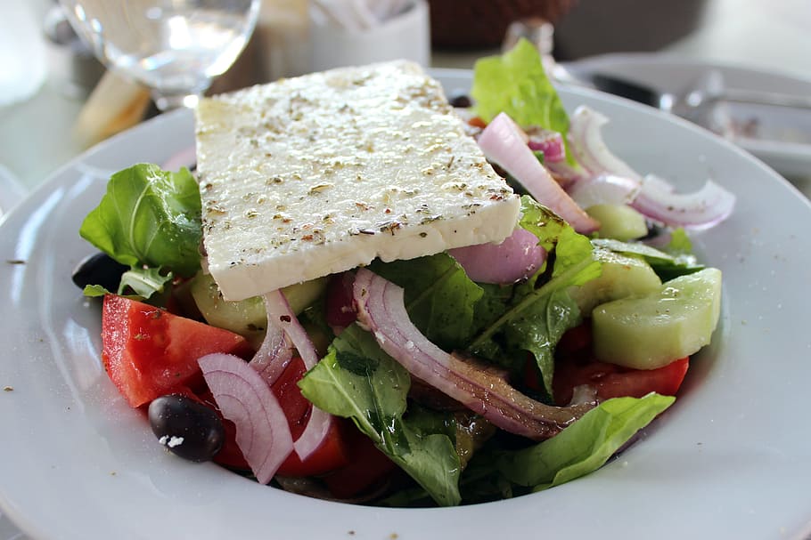 vegetable salad, feta cheese, greek salad, salad, greek, healthy, mediterranean, feta, food and drink, food
