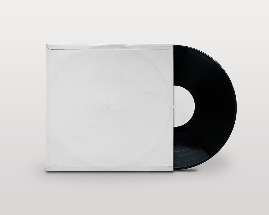 black, vinyl record, white, sleeve, blank vinyl record jacket, record, vinyl, album, audio, blank