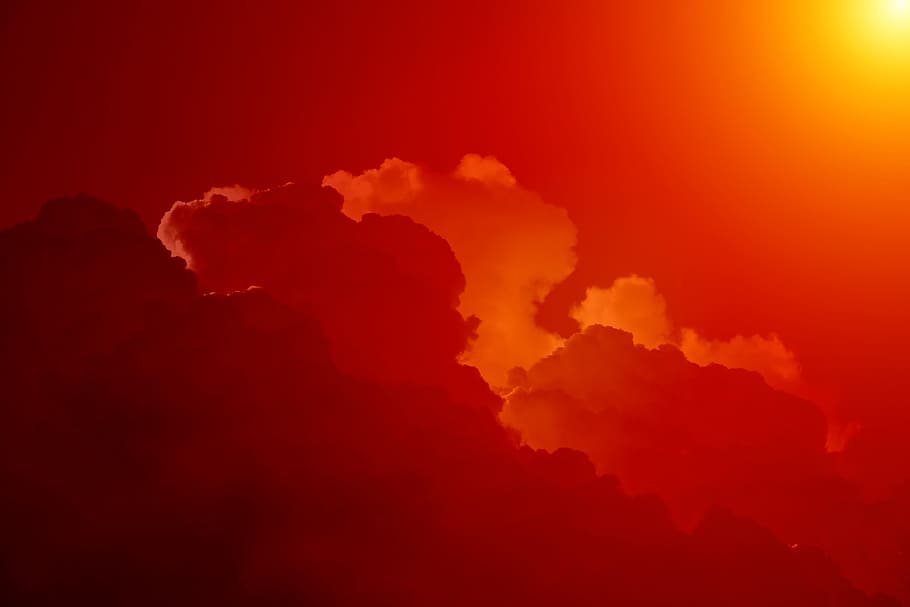 orange clouds, sky, clouds, clouds form, cumulus clouds, beautiful, enormous, evening sky, bright, sunset