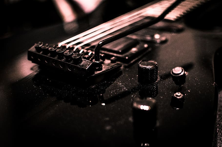 black, gray, electric, guitar, electric guitar, music, instrument, strings, musical instrument, close up