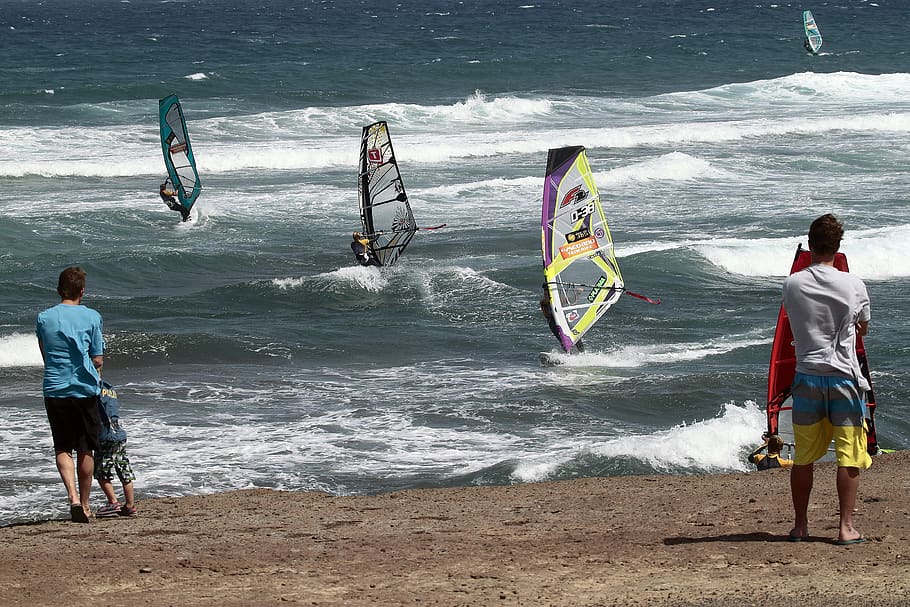 waves, surf, wave, sea, beach, windsurfing, the médano, granadilla de abona, tenerife, water