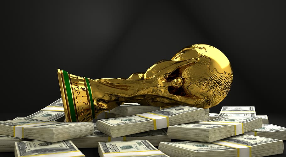 trophy, world cup, championship, sport, bribe, money, competition, 2018, champion, contest