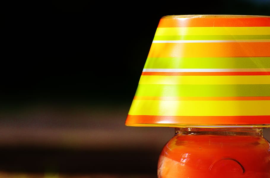 lamp, romantic, stripes, summer colors, lampshade, mood, light, lighting, atmosphere, close-up