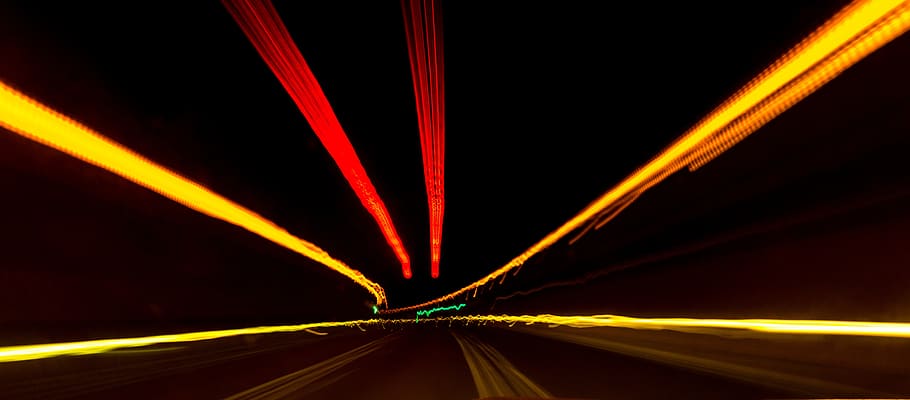 road, stelae, lights, lead, speed, long exposition, cars, travel, andalusia, tunnel