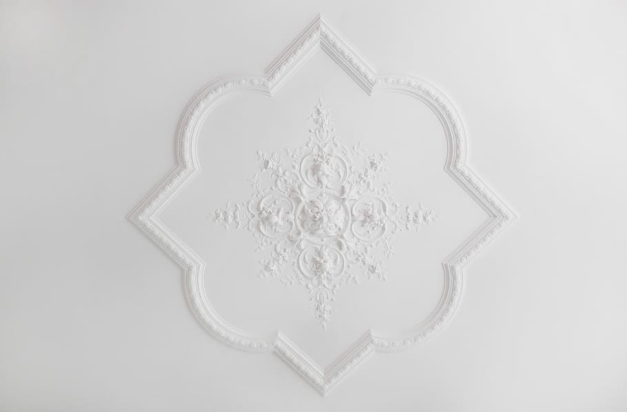 white, floral, embossed, wall decor, ceiling, stucco, mouldings, decoration, ancient, architecture