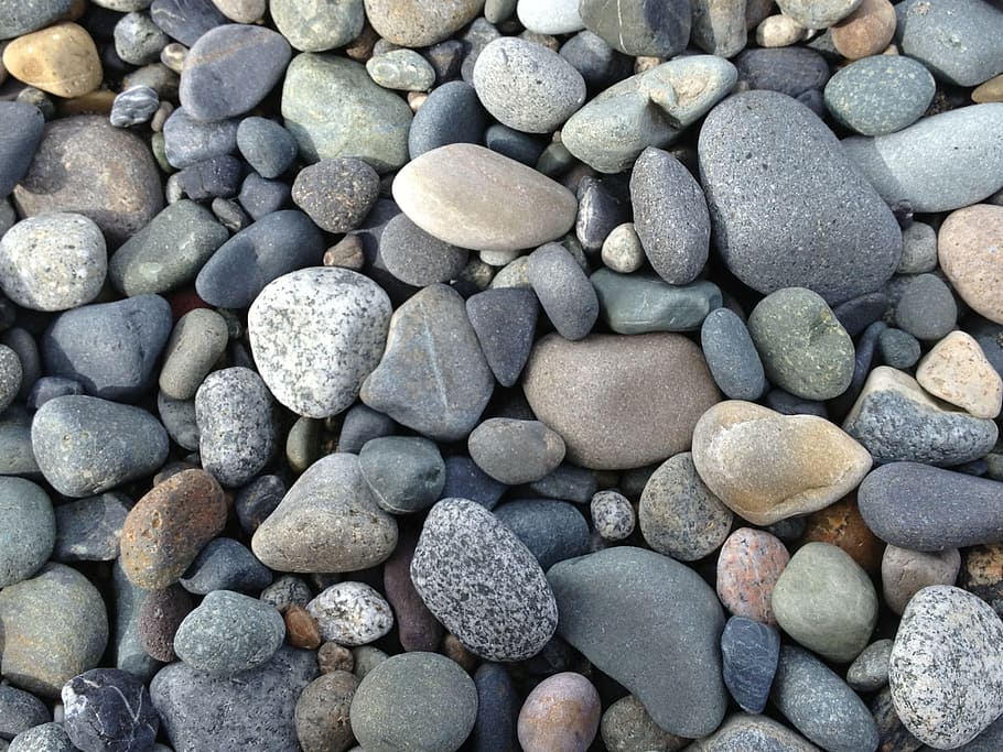 bunch of stones, rocks, pebbles, coastline, stones, sea, water, solid, stone - object, rock